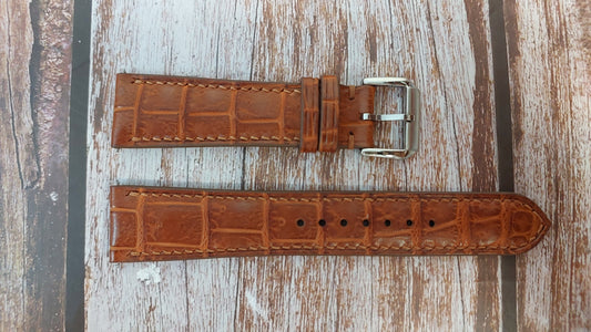 Deep Oak Full Grain Crocodile Leather Strap