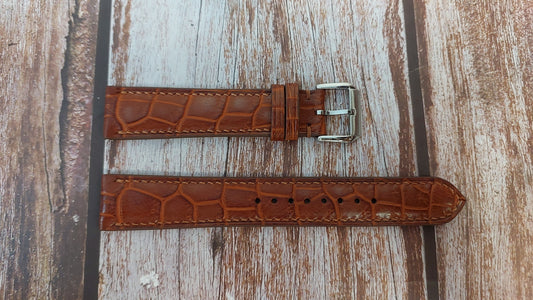 Deep Oak Full Grain Crocodile Leather Strap For Omega Deville Watch