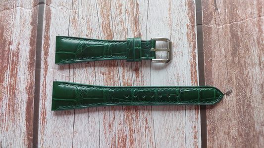 Green Full Grain Crocodile Leather Strap For Patek Calatrava Watch