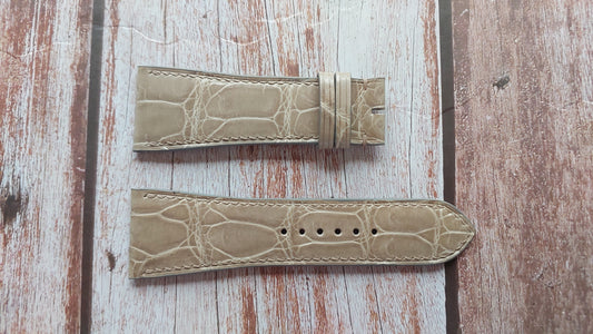 Gray Full Grain Crocodile Leather Strap For Cartier Divan Tank Watch