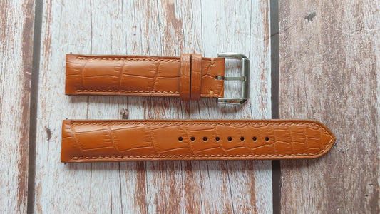 Light Brown Full Grain Crocodile Leather Strap