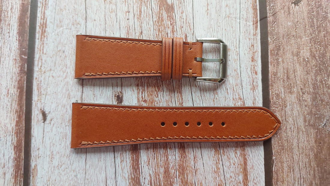 Brown Italian Veg Tanned Buttero Leather Strap For Panerai Radiomir 574 Watch