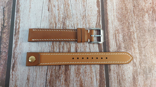 Brown Barenia Leather Custom Open Ended Strap For Vintage Rolex dress Watch