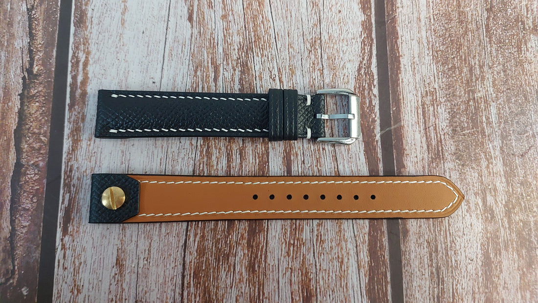Black Epsom Leather Custom Open Ended Strap