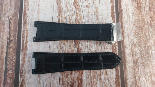 Black Crocodile Leather Custom Notched Strap