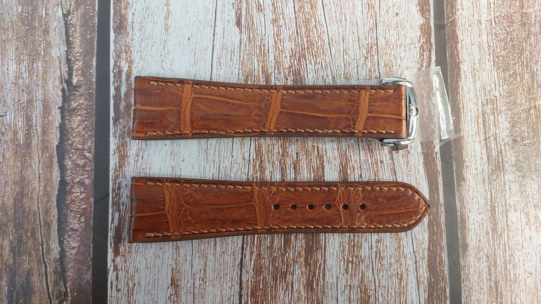 Deep Oak Full Grain Crocodile Leather Strap For Dress Watch