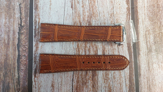Deep Oak Full Grain Crocodile Leather Strap For Dress Watch
