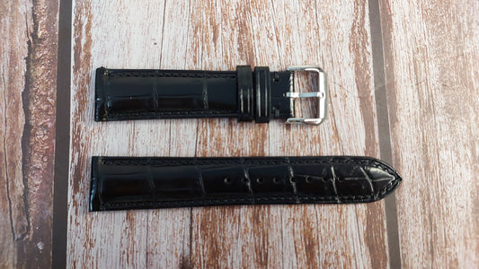Black Full Grain Crocodile Leather Strap
