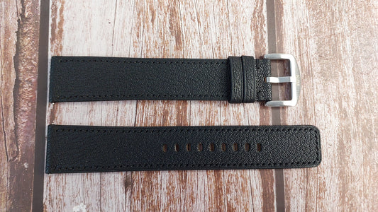 Black Alran Goat Leather Strap For Shinola Runwell Sport 48 MM case Watch