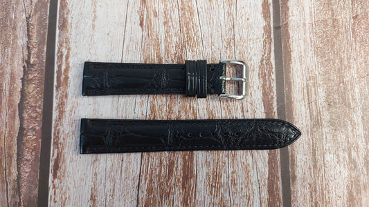 Black Full Grain Crocodile Leather Strap For Audemars Piguet Slim Watch
