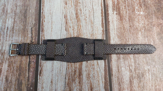 Brown Full Grain Stingray Leather Strap For Bulova Lunar Pilot Watch
