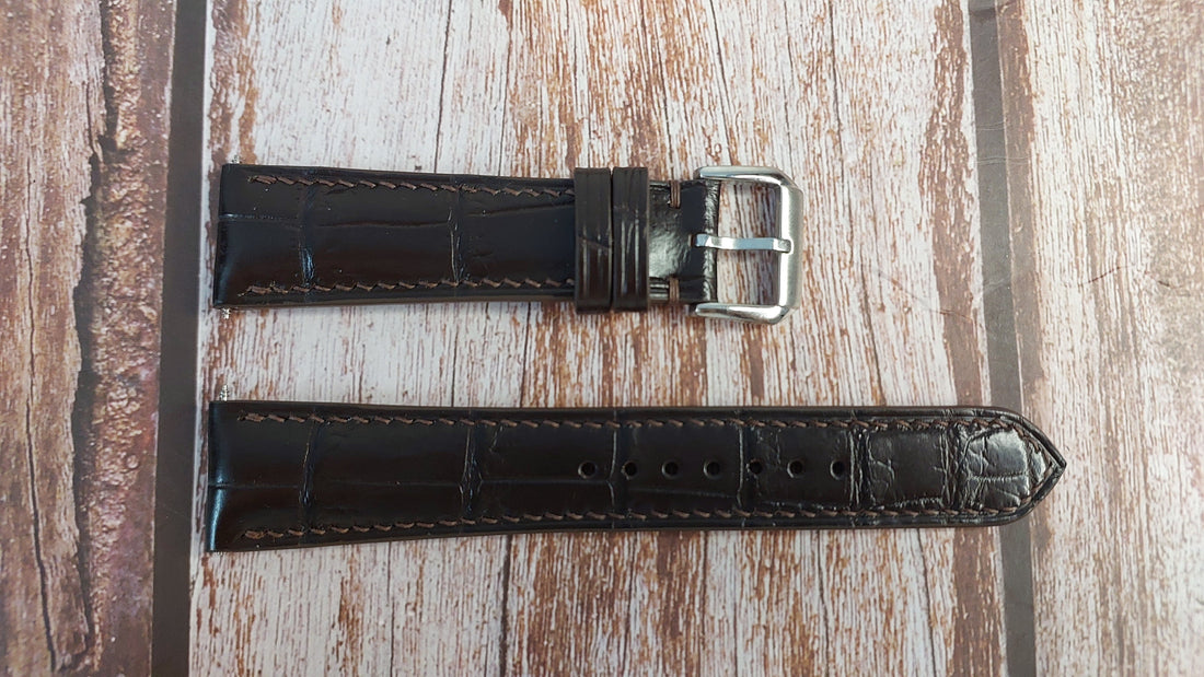 Brown Full Grain Crocodile Leather Strap For Mens Citizen Stiletto thin rectangle Watch