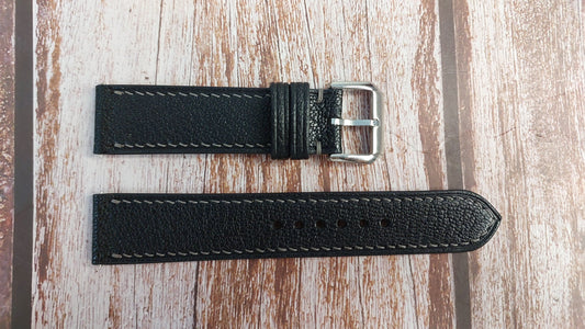 Black Alran Goat Leather Strap For Seiko Alpinist SPB159 Watch