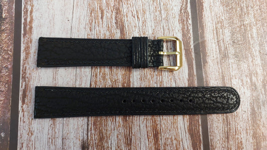 Black Full Grain Shark Skin Leather Strap