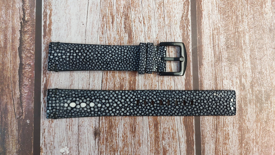 Black Full Grain Stingray Leather Strap For Breitling super ocean heritage 46mm watch