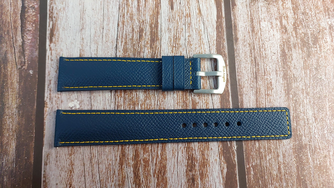 Navy Epsom Leather Strap For Citizen Blue Angels Navihawk Watch