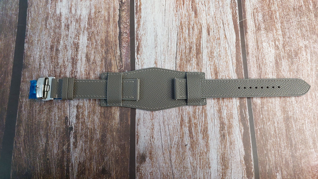 Gray Epsom Leather Strap For Secor Watch