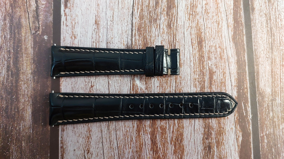 Black Full Grain Crocodile Leather Strap