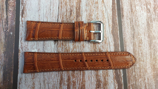 Deep Oak Full Grain Crocodile Leather Strap