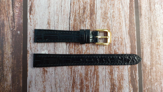 Black Full Grain Crocodile Leather Strap For JLC Reverso Lady's Watch