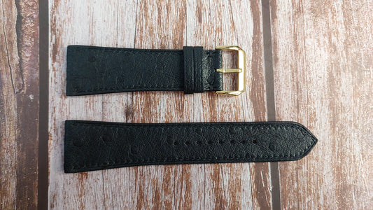 Black Full Grain Ostrich Leather Strap
