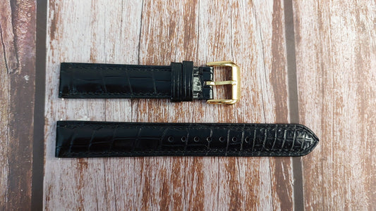 Black Full Grain Crocodile Leather Strap For Vintage Hamilton Bradford Watch