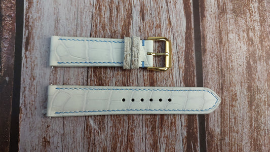 Sand White Full Grain Crocodile Leather Strap For Seiko Presage Watch