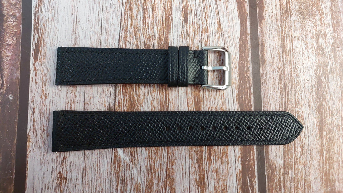Black Epsom Leather Strap For Hamilton Khaki Field Automatic H70455533 Watch