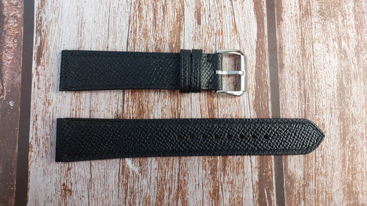 Black Epsom Leather Strap For Hamilton Khaki Field Automatic H70455533 Watch