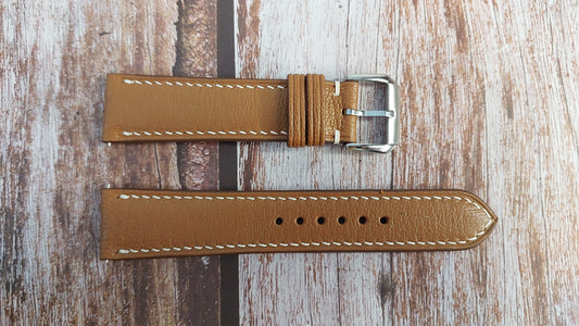 Brown Alran Goat Leather Strap For Hamilton Field Khaki Watch