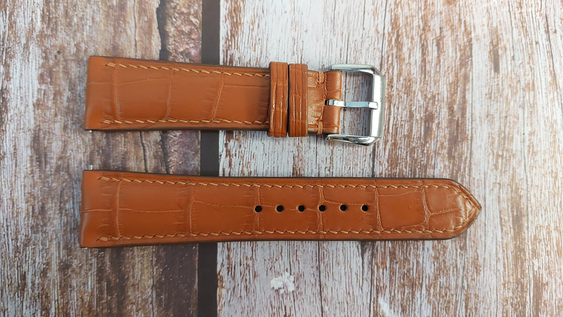 Light Brown Full Grain Crocodile Leather Strap For Jaeger-Lecoultre Master Watch