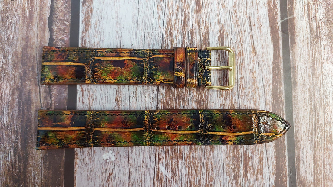 Mixing Dye Full Grain Crocodile Leather Strap For CARTIER TANK