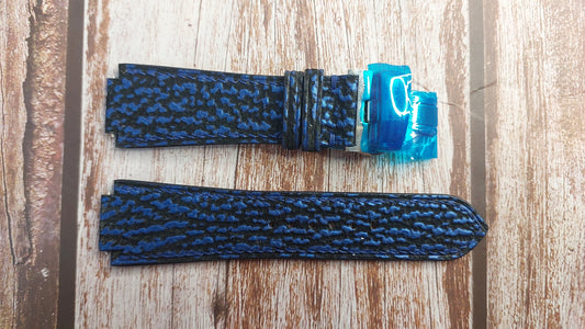 Blue Full Grain Shark Skin Custom Notched Leather Strap