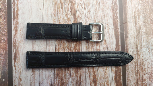 Black Full Grain Crocodile Leather Strap