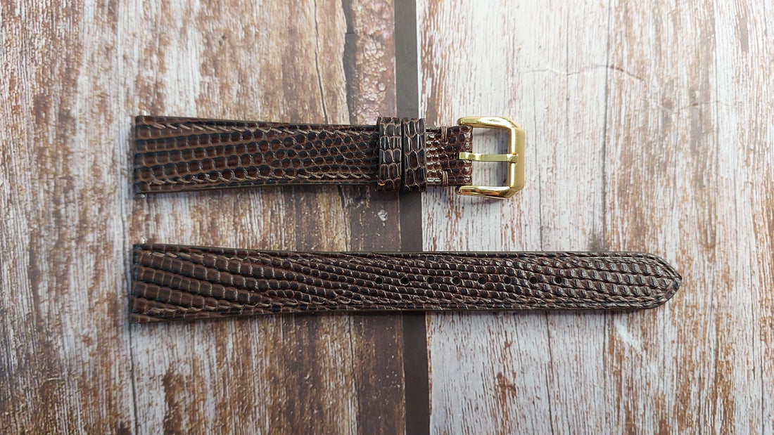 Dark Brown Full Grain Lizard Leather Strap For Concord Tank 1950s Watch