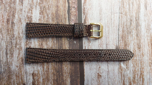 Dark Brown Full Grain Lizard Leather Strap For Concord Tank 1950s Watch