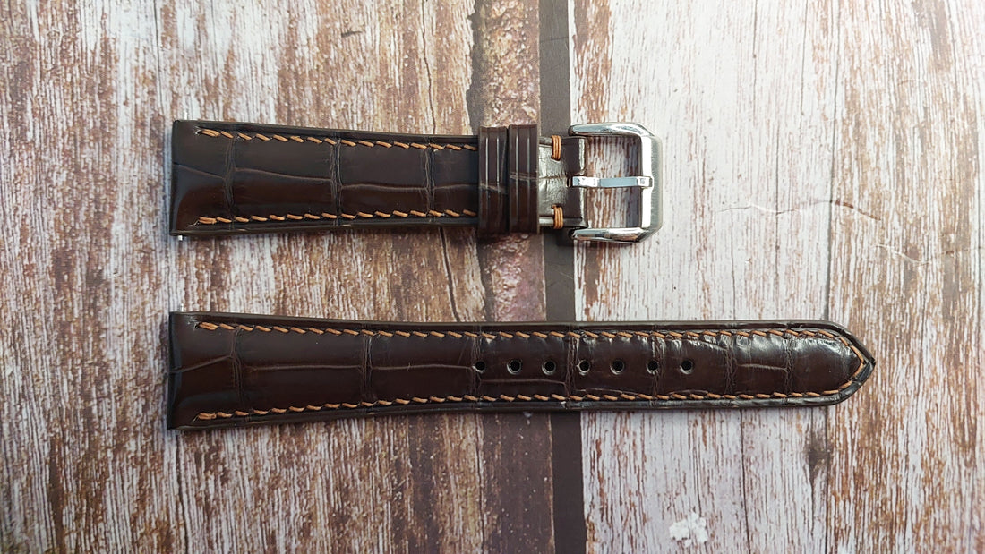 Brown Full Grain Crocodile Leather Strap For Rolex 40 mm Watch