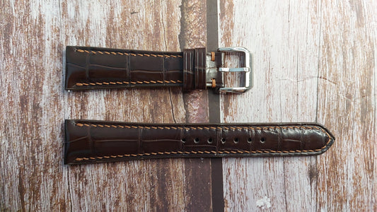 Brown Full Grain Crocodile Leather Strap For Rolex 40 mm Watch