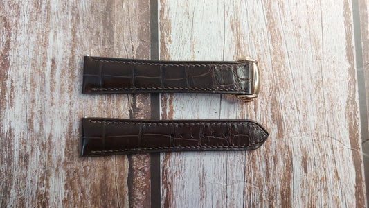 Brown Full Grain Crocodile Leather Strap For Sporty Dress Watch