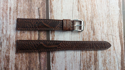 Dark Brown Full Grain Ostrich Leg Leather Strap