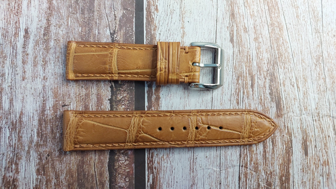 Light Brown Full Grain Crocodile Leather Strap For Rolex Celini Watch