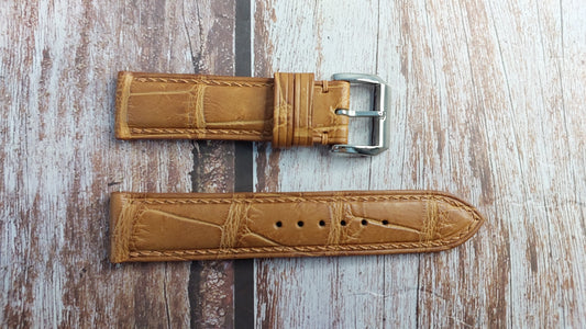 Light Brown Full Grain Crocodile Leather Strap For Rolex Celini Watch