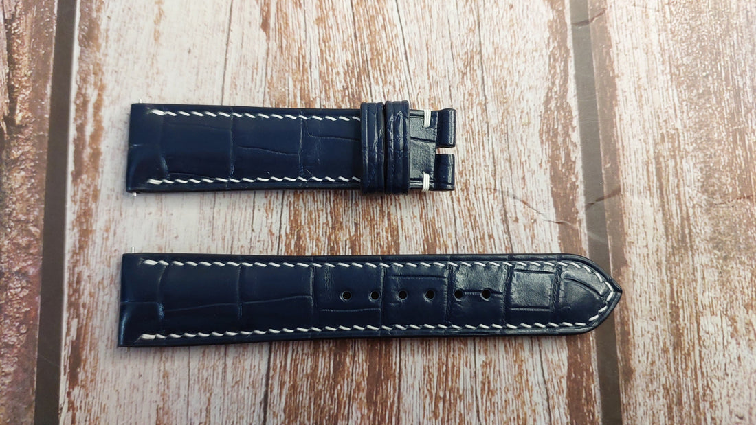 Dark Blue Full Grain Crocodile Leather Strap
