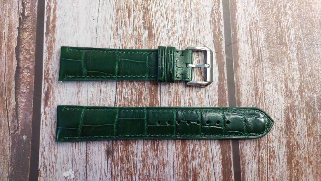 Green Full Grain Crocodile Leather Strap