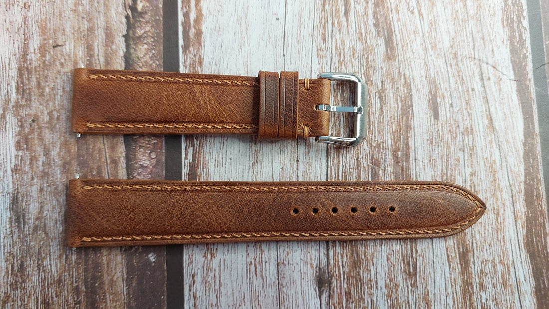 Cognac Badalassi Wax Leather Strap