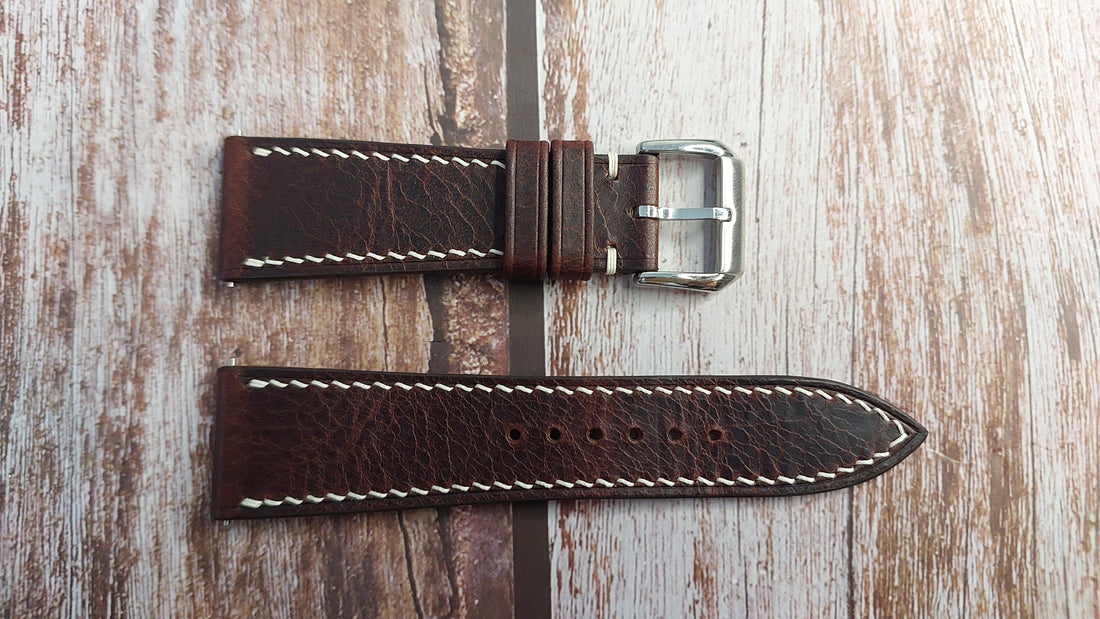 Dark Brown Badalassi Wax Leather Strap For Panerai Radiomir 574 Watch