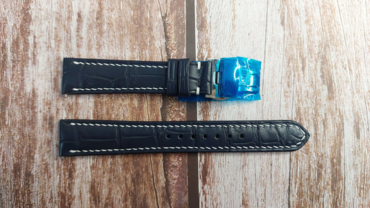Dark Blue Full Grain Crocodile Leather Strap For 1962 Omega Seamaster 30 Watch