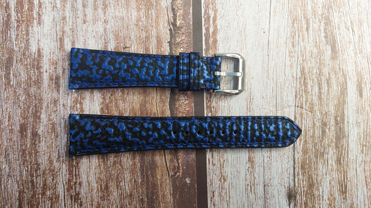 Blue Full Grain Shark Skin Leather Strap For Rolex Day Daye Watch