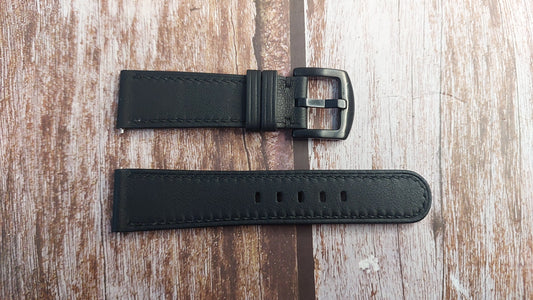 Black Swift Leather Strap For Hamilton Khaki Field manual 38mm Watch