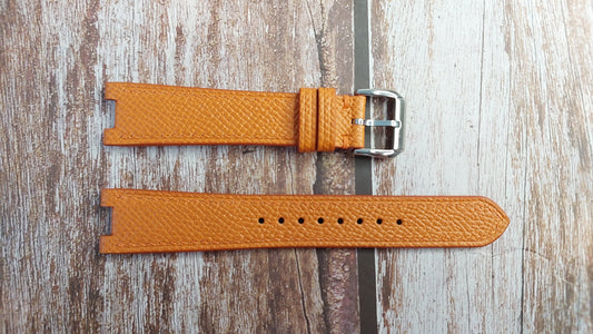 Orange Epsom Leather Custom Notched Strap For Tudor Prince Quartz Oyster Date (84133) Watch